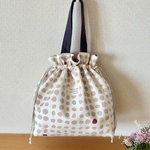 ＊保冷保温  巾着バッグ＊ ランチバッグ  ちょっとしたお買い物にも バンピードット アイボリーベージュ