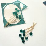 丸ガラスピン8本セット（青緑色）