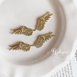 M95【1ペア】羽根 メタルパーツ 25×11mm 貼り付けパーツ ネイル レジン