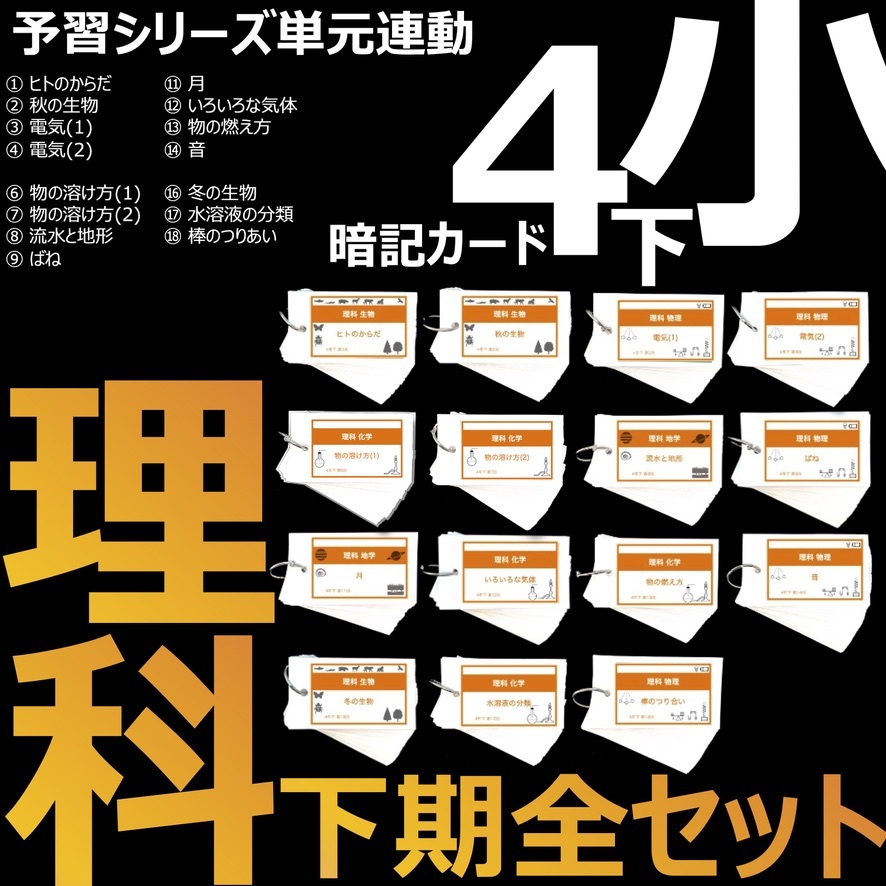 中学受験 暗記カード【4年上 セット 社会 1-9回】組分けテスト