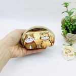 【再販】ミニポーチ☆ねこちゃんとアメリカンカントリー柄（ベージュ）USAコットン