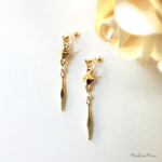 ＊再販3＊美人度アップ＊studs&swarovski crystal white pearl& gold diamond metal bar rich earring
