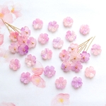 オリジナル作品★12mm桜、桃の花、アネモネ、カーネーション　お花のアセテートパーツ　ラメ入りパープル×ピンクグラデーション