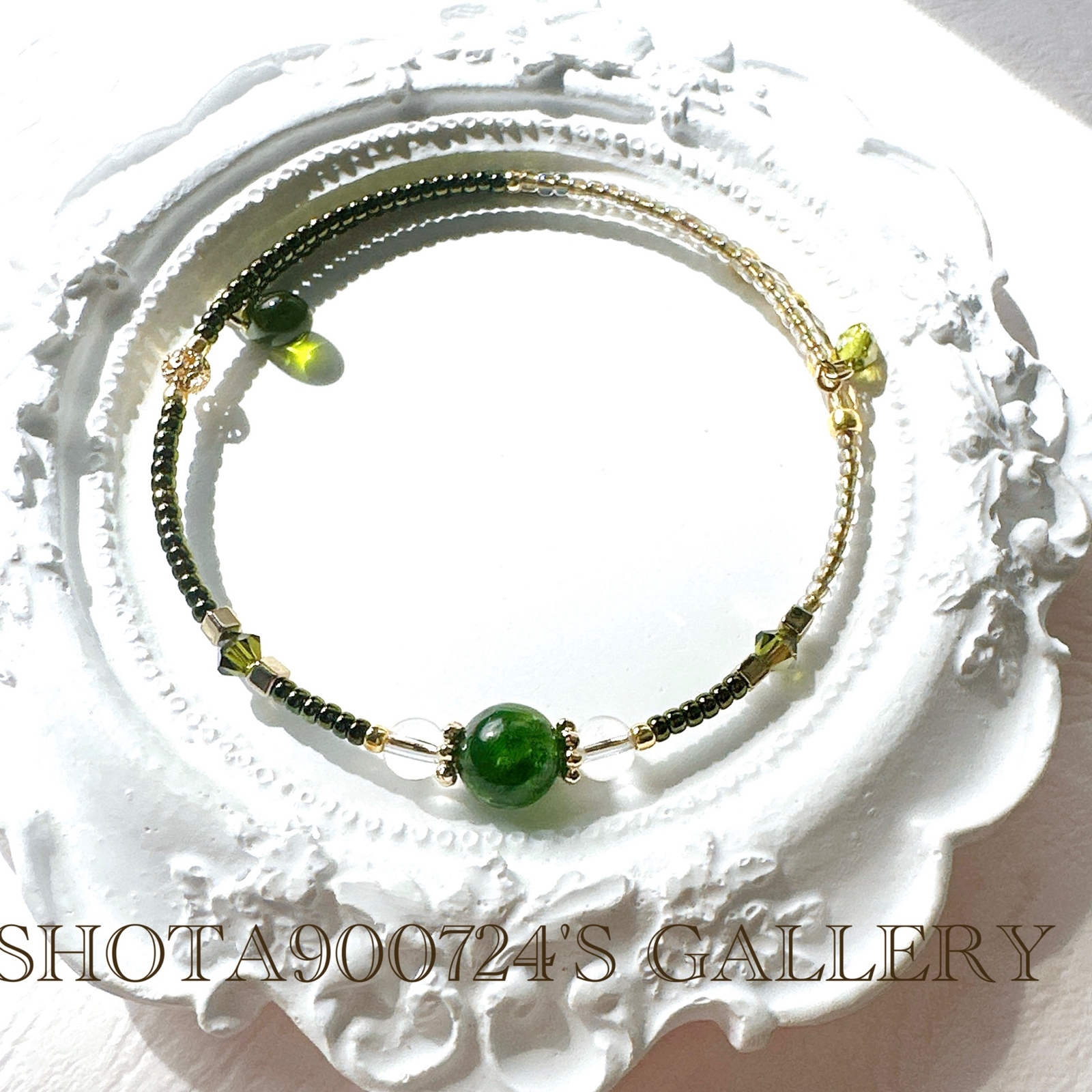 新作♡クロムダイオプサイト 二連ブレス クロムダイオプサイト ブレスレット 10.7mm 18.5cm メンズL