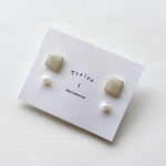 淡水真珠：pearl×square 2way pierce[L.GRY]