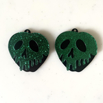 Glitter Green Black Skull Pendant Tops