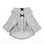 犬服・飾りぼたんカーディガン_グレー