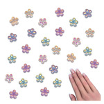 ネイルパーツ 花 6ｍｍ オーロラ ミックス 薄型 100個 小さめ フラワー 樹脂 3Ｄ 立体 ミニ カボション レジン デコパーツ アクセサリー ハンドメイド 手芸 パーツ BD3994
