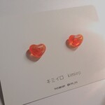 【メンカラ】ハートピアス　オレンジ