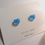 【メンカラ】ハートピアス　ブルー　水色