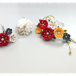【m※zuli※g 様オーダー品】つまみ細工 華かんざし　《花嫁セット》