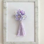 二重つまみの花冠タッセル付き2way髪飾り（紫×ブルー）七五三　七五三髪飾り　前撮り　つまみ細工　ひな祭　ヘアピン　ヘアクリップ　パープル