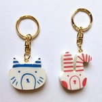 プチねこプチうさキーホルダー　（木製品）