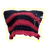 赤黒ボーダー猫耳ニット帽 チェーン付き