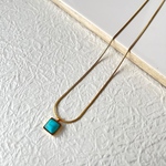 turquoise ✖️1mmsnake chain necklace　[N016]