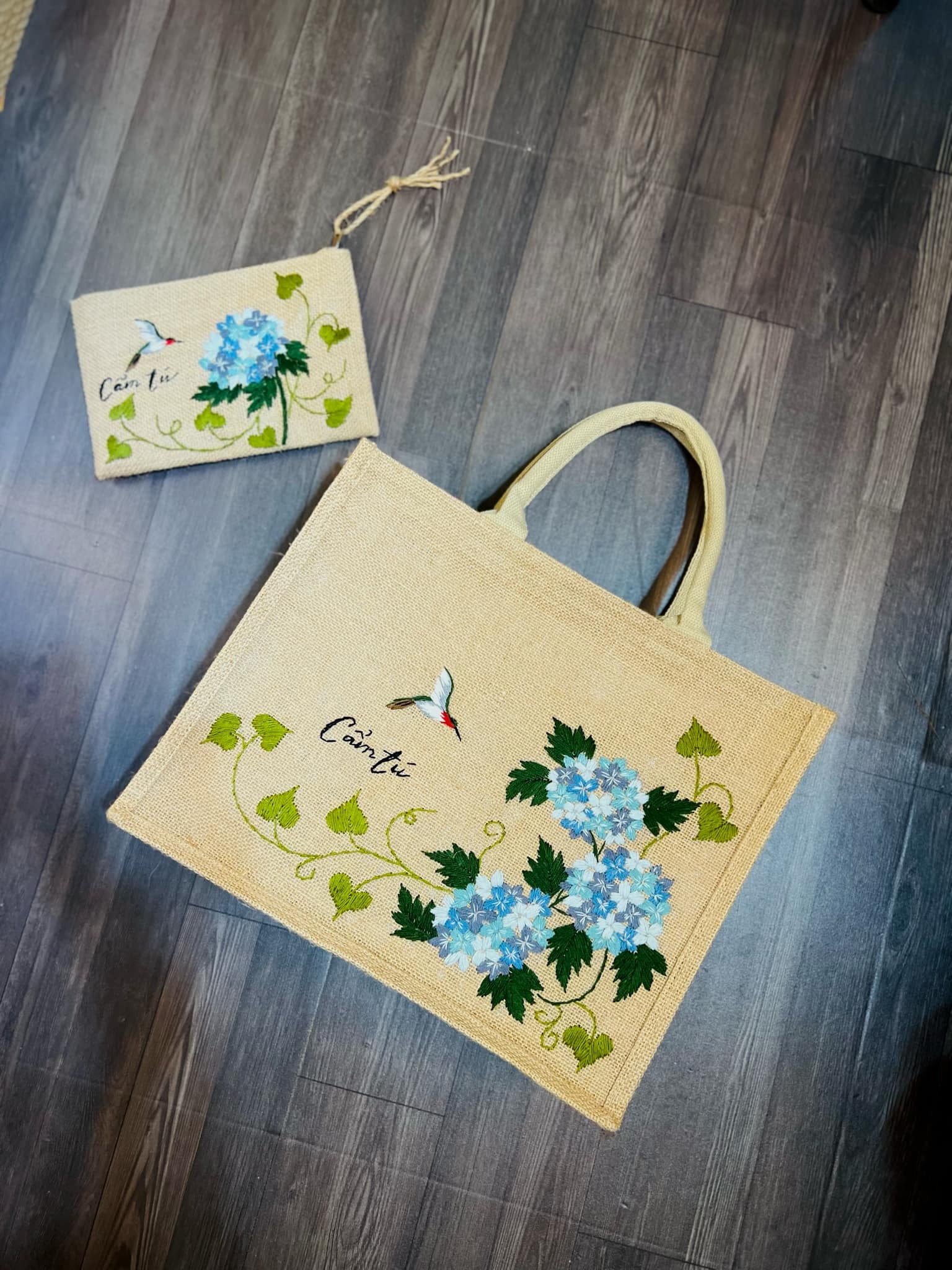 ネパール刺繍 ジュートバッグ 刺繍ジュートバッグ