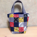 SALE☆バンダナ柄パッチワークのミニトートバッグ