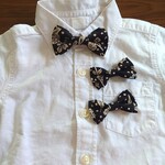 姉弟(兄妹)お揃い♡リバティ生地使用♡マロリーの上品ダブルリボンキッズゴム&キッズ蝶ネクタイset୨୧