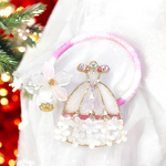 ☆雪柳の花咲くプリンセスドレスヘアゴム☆キラキラピンクMIXゴム☆