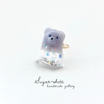 👻🪻 Ghost ring〜おばけクマ ✵ 暗闇で光る✨ゴーストくまの指輪 【 ゆめみるラベンダーバタフライ 】フリーリング  蓄光    