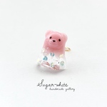 👻💗 Ghost ring〜おばけクマ ✵ 暗闇で光る✨ゴーストくまの指輪 【 どきどきイチゴミルク 】フリーリング  蓄光    