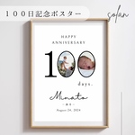 【送料無料】100日祝いポスター　百日　ベビーポスター　写真入り　A4　厚紙0.22㎜　赤ちゃん　お食い初め