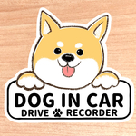 ドッグインカー.ドライブレコーダー【茶柴犬.ボード】マグネットタイプ/シールタイプ/吸盤タイプ