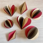 【制作キット】オーナメント ガーランド モビール 装飾デコレーションパーツ(赤,ゴールド)