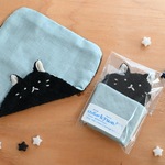 mini ハンカチ　ねこくん（黒×シルバースター柄）