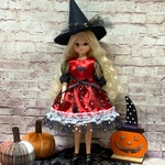 ハロウィン🎃ワンピースセット　ハロウィン柄　レッド系　ブライス、リカちゃん