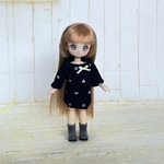 ニットワンピ　黒ハート　オビツ11、ピコニーモP用