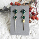 七宝焼 クリスタル◇ロングピアス ~Christmas green~