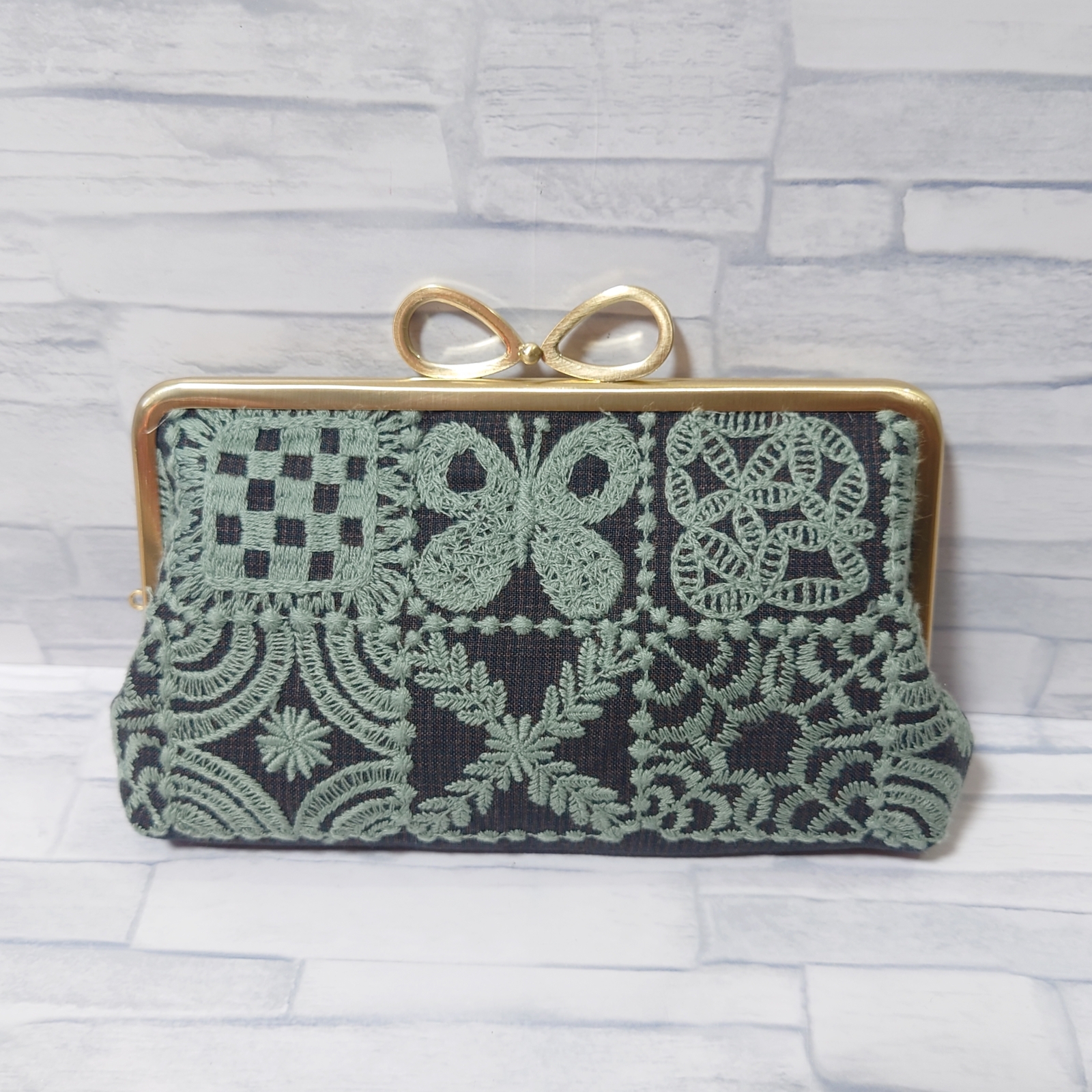 ∞【dark brown】長財布 ミナペルホネン forest tile 親子がま口