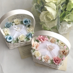 【送料込み】 2個セット　二人で運ぶ　2人で参加　リングピロー　挙式　ウェディング　結婚式　かご　カゴ　持ち手つき　リングボーイ　リングガール　ピンク　ブルー　バラ