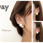big matte pearl  & stardust earring