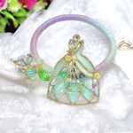 人魚姫の乳青竹色プリンセスドレスのヘアゴム・海のドレス【キラキラ淡い虹色ゴム☆】