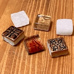 強力☆宝石みたいなマグネット　6個セット　アンティークブラウン＆シャンパンゴールド＆ホワイト　パヴェジュエルモザイクタイル　かわいい　おしゃれ　内祝い　プチギフト