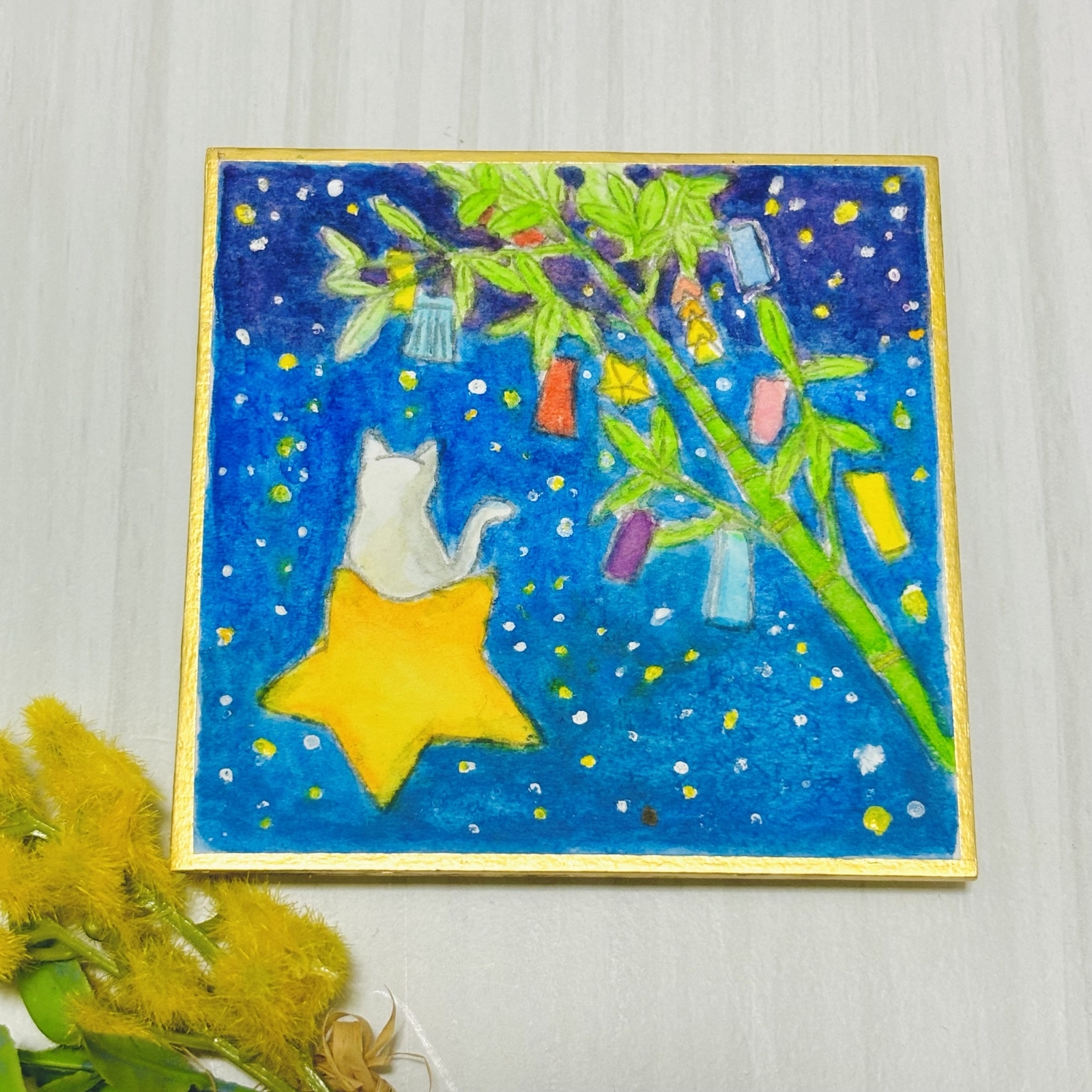 シーグラスアート❁七夕の出会い…♡❁ シーグラスアート❁七夕の出会い…♡❁