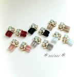 600＊rairai＊♪秋先取り♪暖かいベロアリボンのビジューピアス