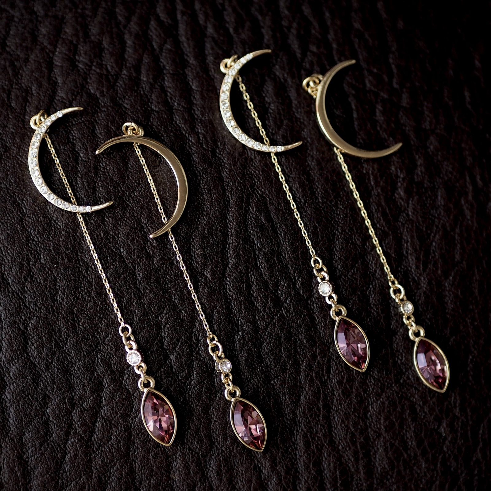 レジン ピアス スワロフスキー ハンドメイド ピアス ルビー 赤紫 