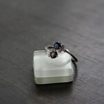 ブルーサファイア＆スモーキークォーツ　2粒スパイラルＣＺリング　SILVER925