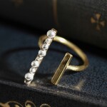  真鍮／シルバー999 銀粒 純銀 シルバードット バイカラーリング フリーサイズ フリーリング ｜Silver Button TwinBar Ring