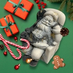 【値下げ】サンタクロース ジェスモナイト ハンドメイド 居眠りサンタ クリスマス オブジェ インテリア アート JESMONITE  置き物 冬 飾り付け おしゃれ 可愛い クール シルバー 