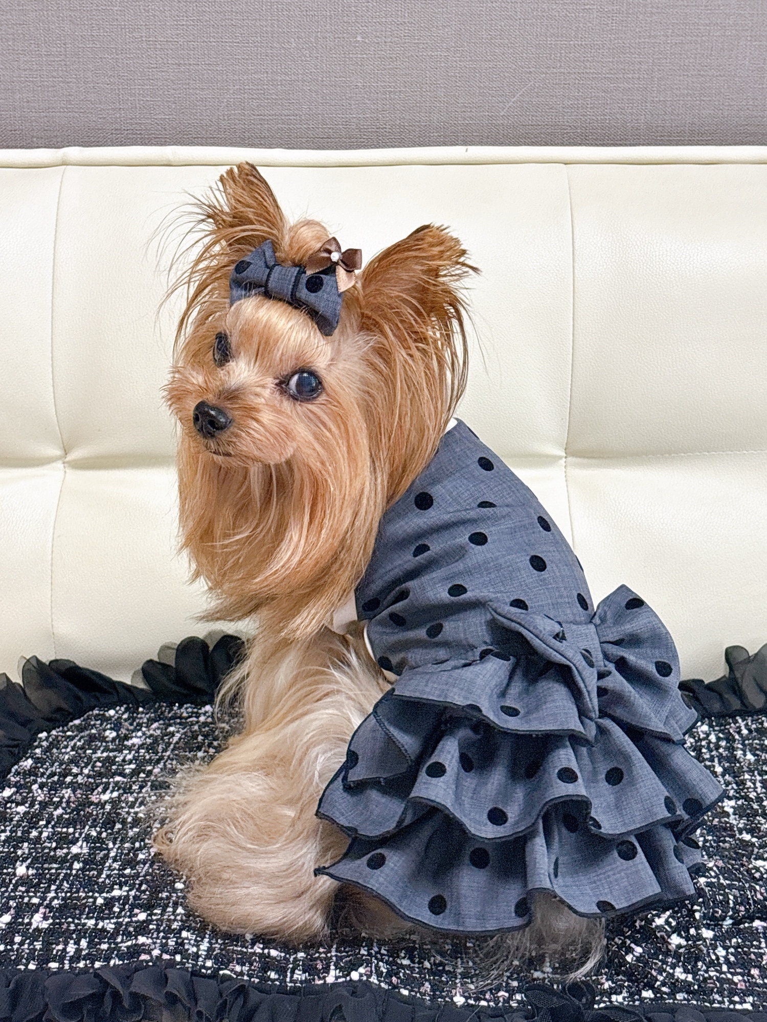 ハンドメイド くまちゃん3段ティアードワンピース くまさん