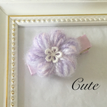 新作♡6枚編み花ヘアクリップ薄紫