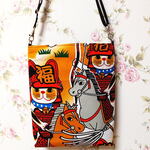和柄ポシェット 猫侍 にゃんこ達の平和な戦い 武将 武士 サコッシュ ハンドメイド ショルダーバッグ