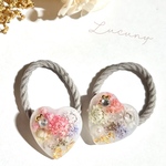 【再販】【親子アクセサリー】カラフルお花のハート　キッズ　ヘアゴム　/作品no.4