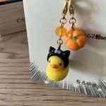 ハロウィンアヒルのチャームセット (黒猫)