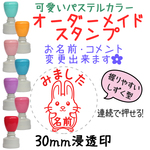 【名うさぎ】30mmオーダーメイドスタンプ-連続浸透印-先生スタンプ・はんこ