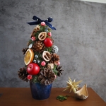 '24  りんごとオレンジと松ぼっくりのツリー★27cm navy pot